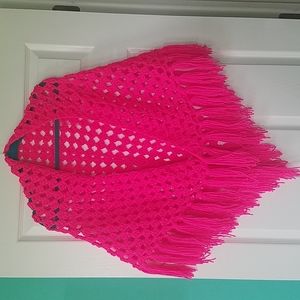 Hot  pink  fringed shawl